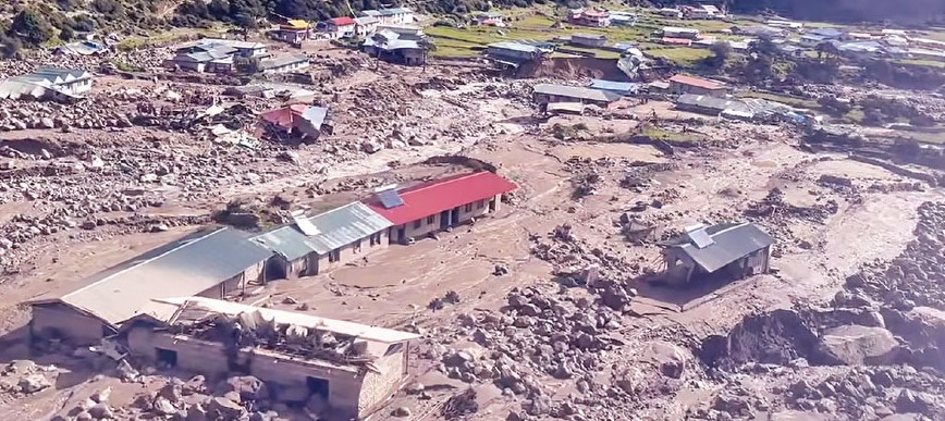 Glacial Lake damaged severely Thame Village